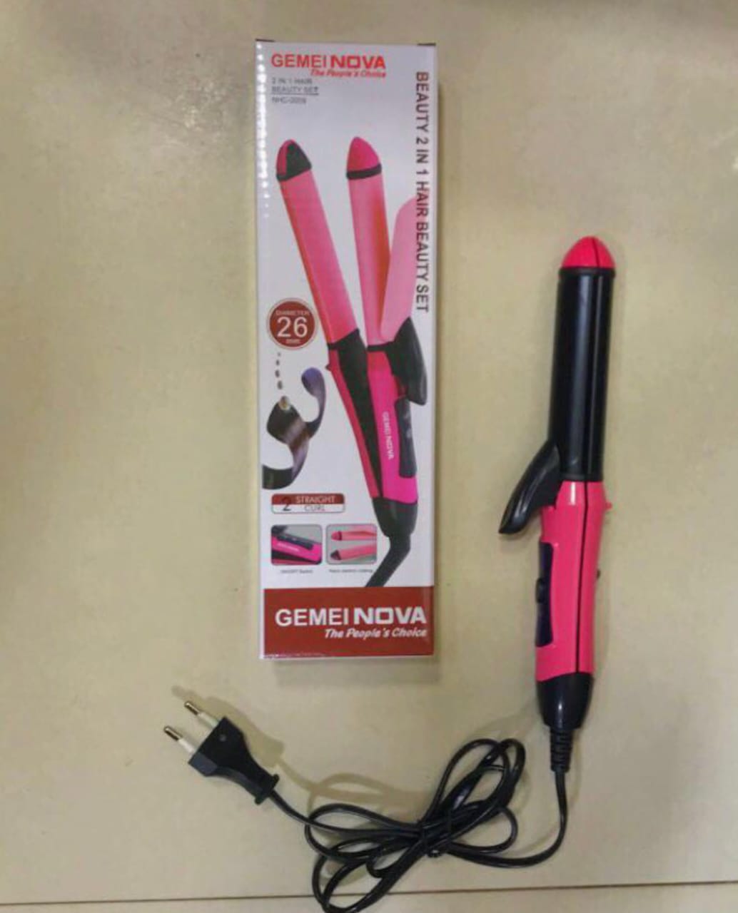 Nova 2-in-1 Hair Straightener & Curler – Model NH-2009, Quick Heat-Up Ceramic Plates for Smooth Straightening & Effortless Curls, Portable Dual-Use Styling Tool for All Hair Types