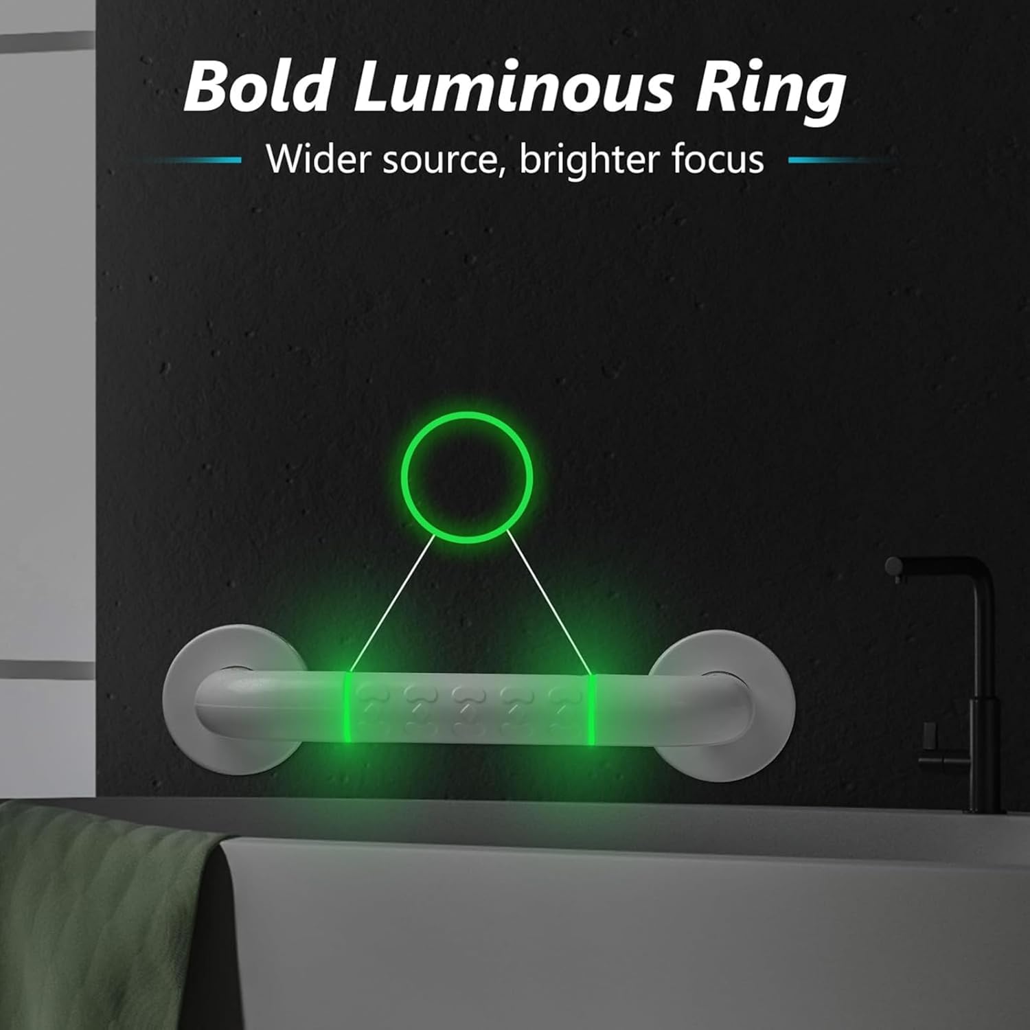 Fossa 20 Inch Stainless Steel Luminous Grab Bar Wall Mounted Safety Balance Handle | Non-Slip for Elderly, Kids | Strong Load Bearing Armrest- Pack of 1 White (Matte Finish)